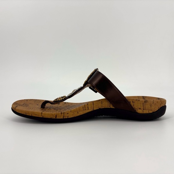 Vionic NEW Adelie Bronze Brown Toe Post Orthaheel Beaded Sandals, 9 - Picture 7 of 16